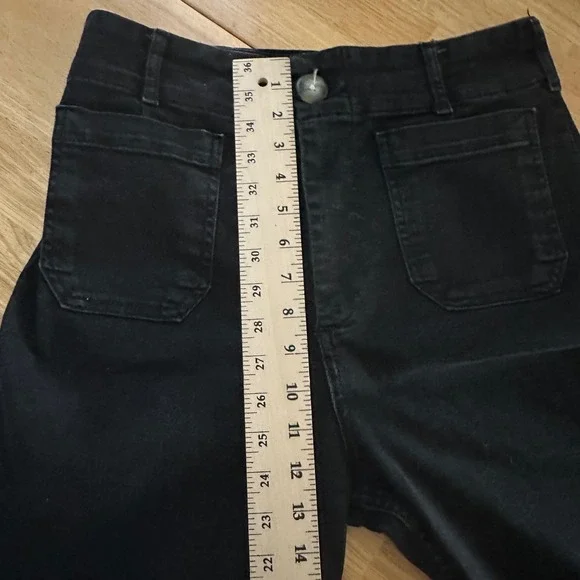 Maeve Anthropologie The Colette Wide Leg Pants Black Cropped High Rise Size 29 - Picture 7 of 11